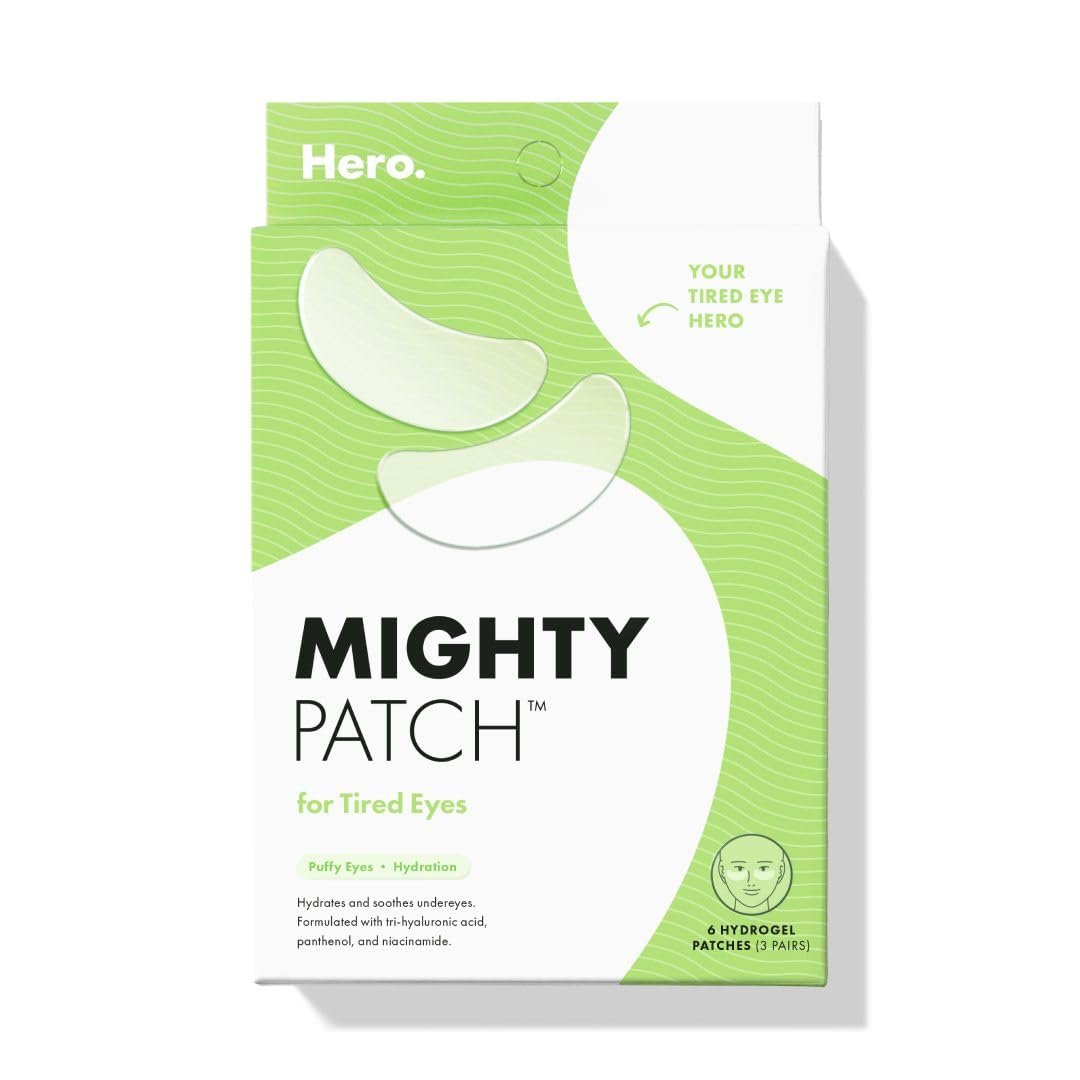 HERO COSMETICS Mighty Patch™ for Tired Eyes Patches – Soothing Hydrogel Patches – Awakens and Visibly De-puffs Undereyes with Multiple Applications (6 Count)