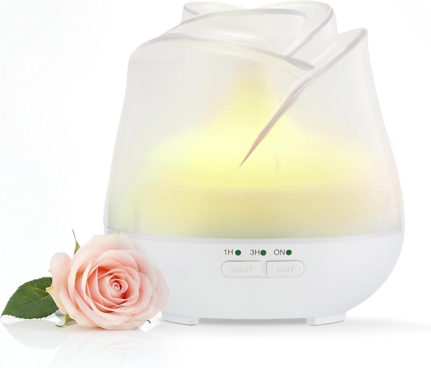 Earnest Living Rose Essential Oil Diffuser 150ml – Mini Ultrasonic Aromatherapy Humidifier for Bedroom & Desk, Quiet Mist, USB Powered, 7-Color Night Light, Valentine’s Gift for Women, Frosted White