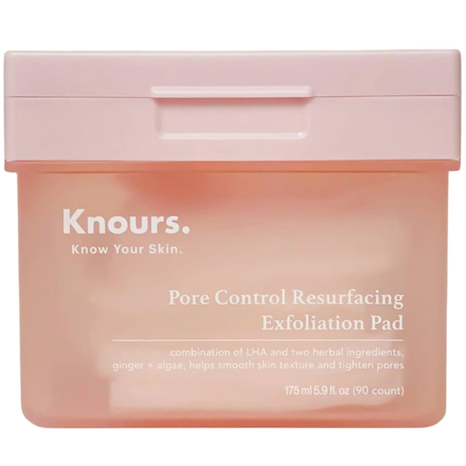 Knours Pore Control Exfoliating Toner Pads | Plant – Ginger + Algae Extract | Sebum Control, Refine Texture, Tighten Pores | Hydrating Korean Face Mask | Sensitive Skin | 90 Count | 175ml/5.9 fl.oz