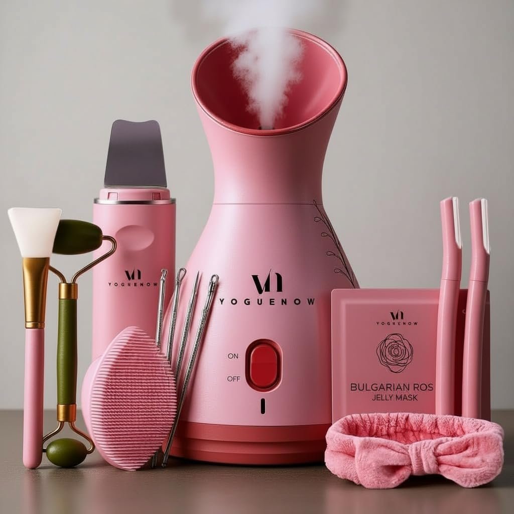 Facial Steamer Spa Kit with Complimentary 17 Skin Care Tools | Face Steamer for Facial Deep Cleaning with Towel Warmer & Humidifier Mode| Self Care Gifts for Women, Spa Gifts, Birthday Gifts for Women