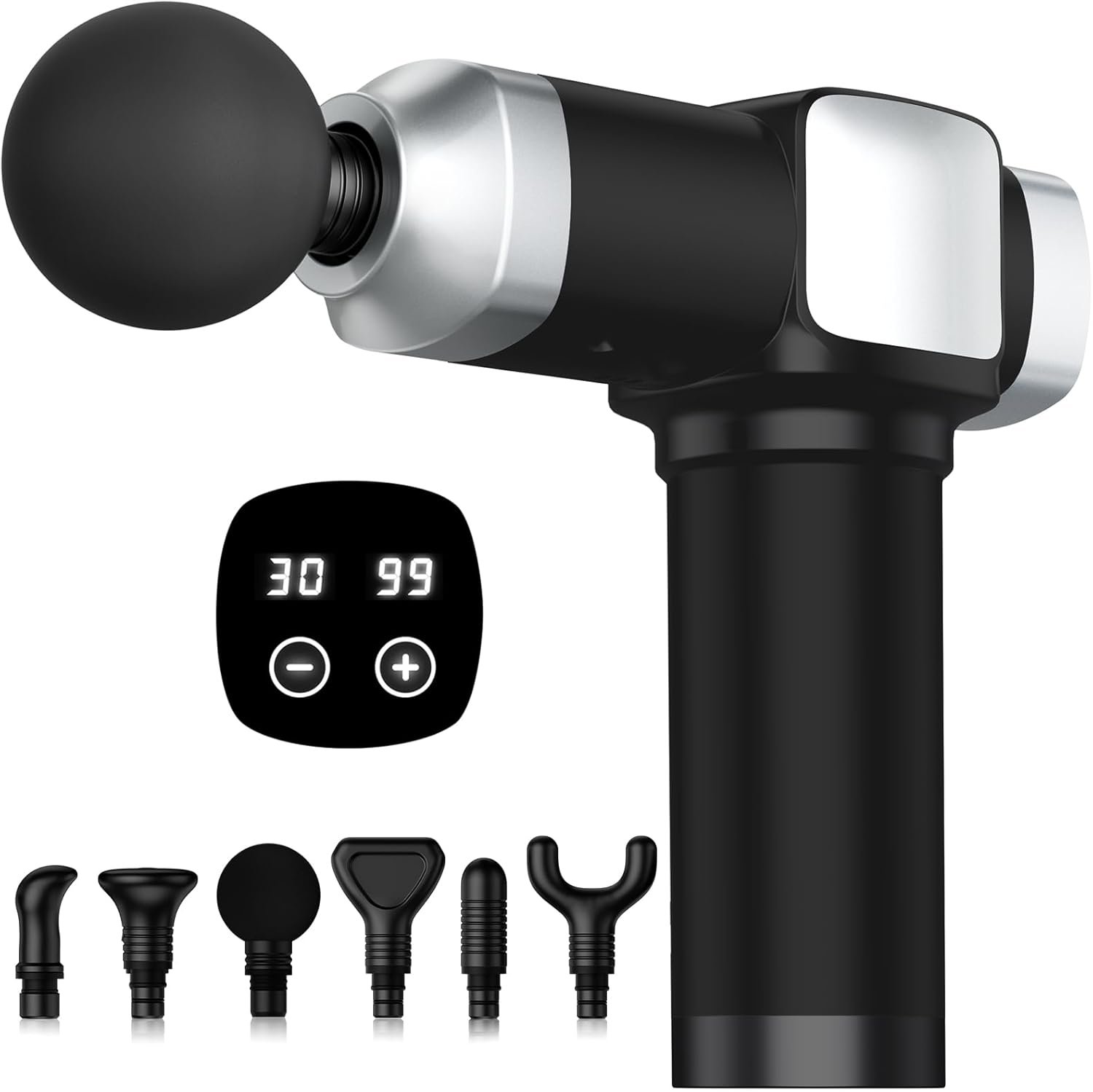 Deep Tissue Massage Gun, Portable Percussion Electric Muscle Massager for Pain Relief, Handheld Massagers with 30 Speeds & 6 Attachments for Back and Neck, Gifts for Men Women