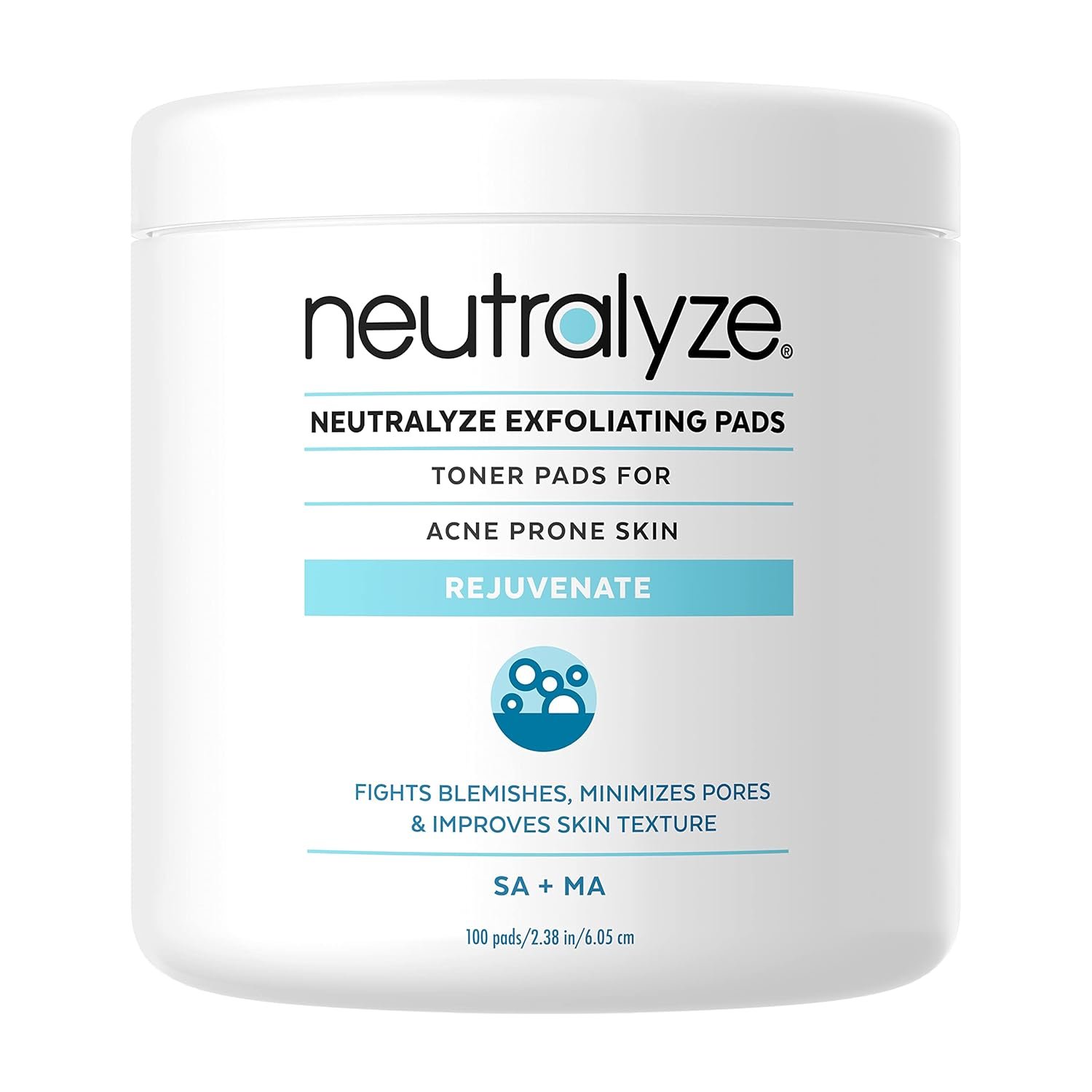 Neutralyze Exfoliating Acne Treatment Wipes – Maximum Strength, Textured Acne Pads with Mandelic Acid & Salicylic Acid for Face & Body – Suitable for All Skin Types, Teens & Adults (100 Wipes)