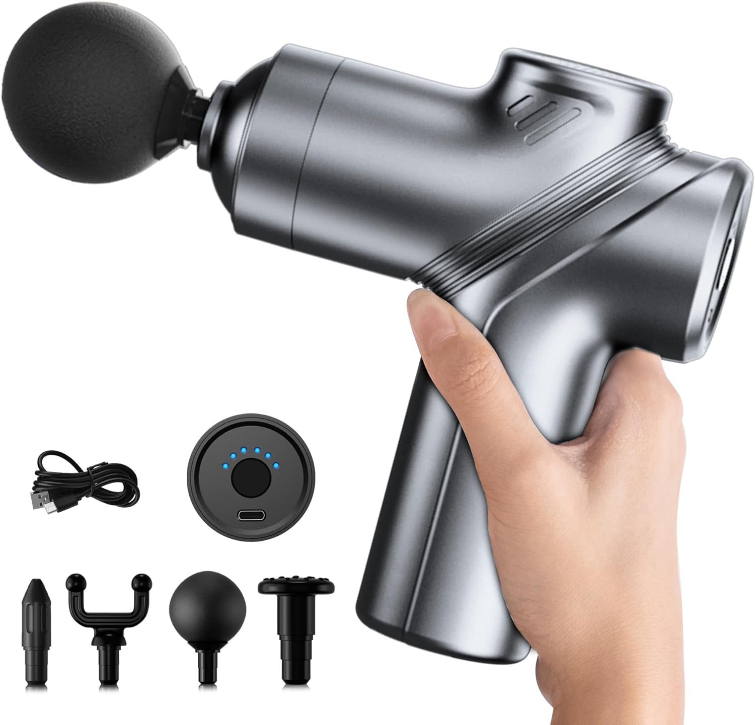Mini Massage Gun,Portable Deep Tissues Muscle Massager, 4 Massages Head and 6 Speeds,Suitable Gifts for Fathers, Mothers, Women, and Men