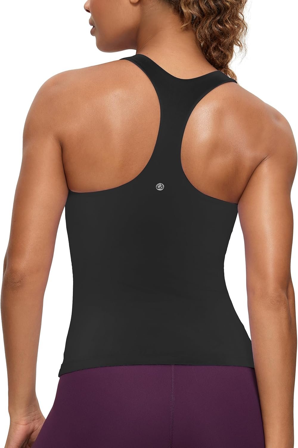 CRZ YOGA Butterluxe Workout Racerback Tank Tops for Women – Padded Athletic Spandex Yoga Shirts with Built in Bra