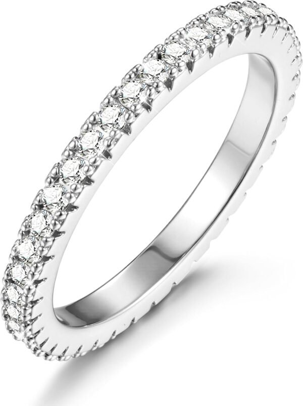 Jstyle Wedding Bands for Women Eternity Band Rings Stackable Cubic Zirconia Ring 2-2.5MM Engagement Band Ring for Women Dainty Simulated Diamond Rings No Tarnish Size 5-9