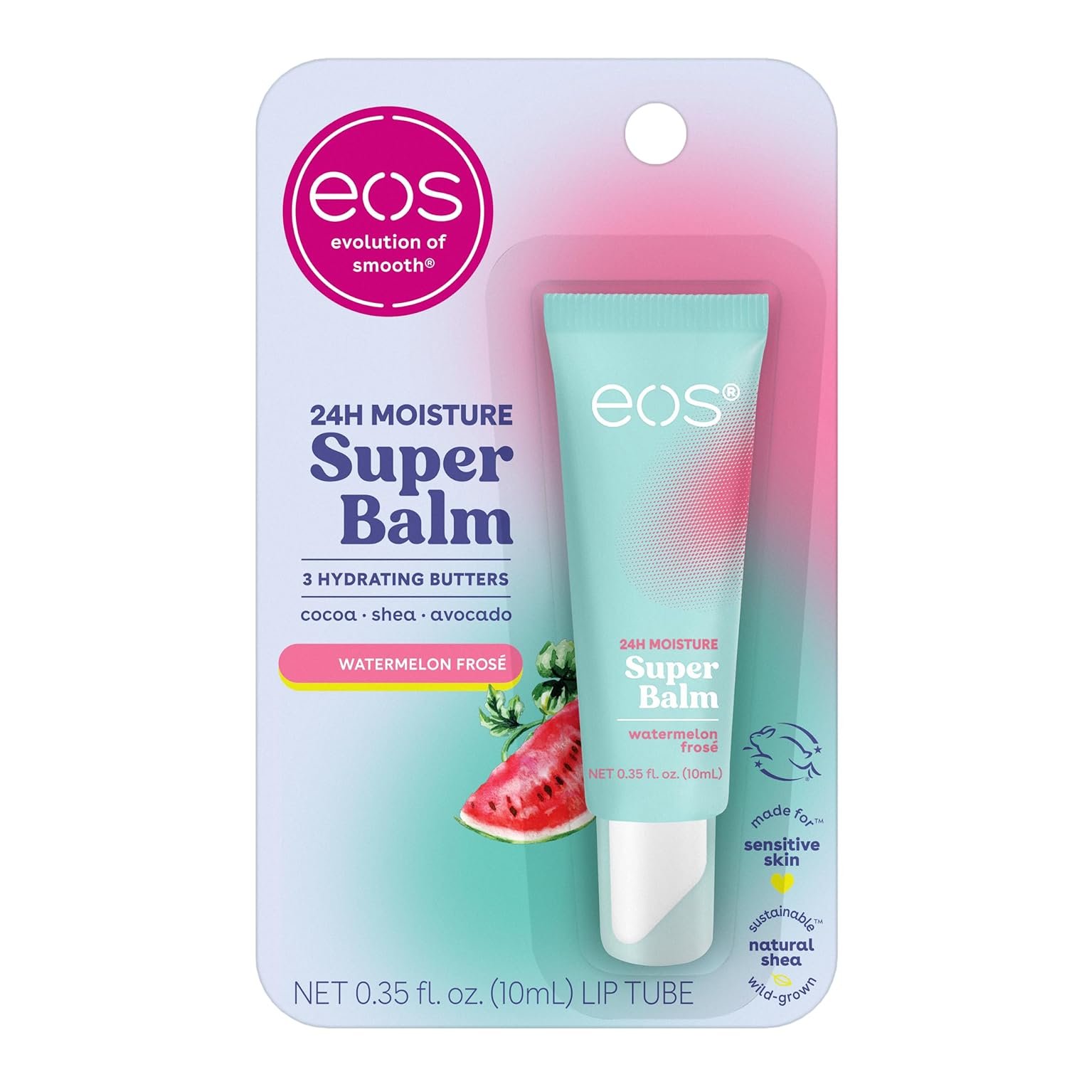 eos 24H Moisture Super Balm – Watermelon Frosé, Day or Night Lip Treatment, Made for Sensitive Skin, Lip Balms & Moisturizers, 0.35 fl oz