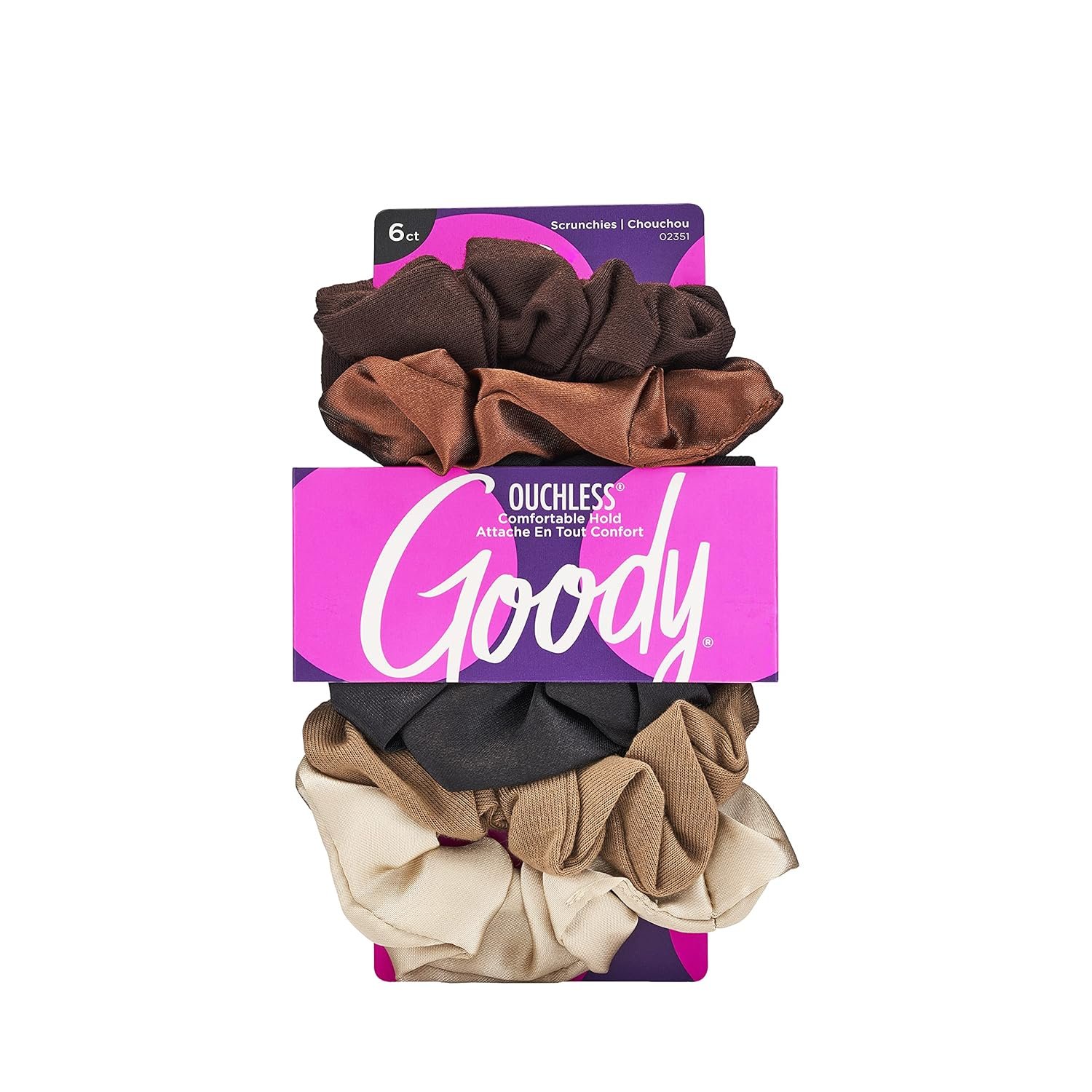 Goody Ouchless Scrunchies for Women, 6 Ct, Starry Night, Damage-Free & Secure Hold Ties, All Hair Types, Gentle Hair Accessories for Long-Lasting Braids, Ponytails & More, All Day Comfort