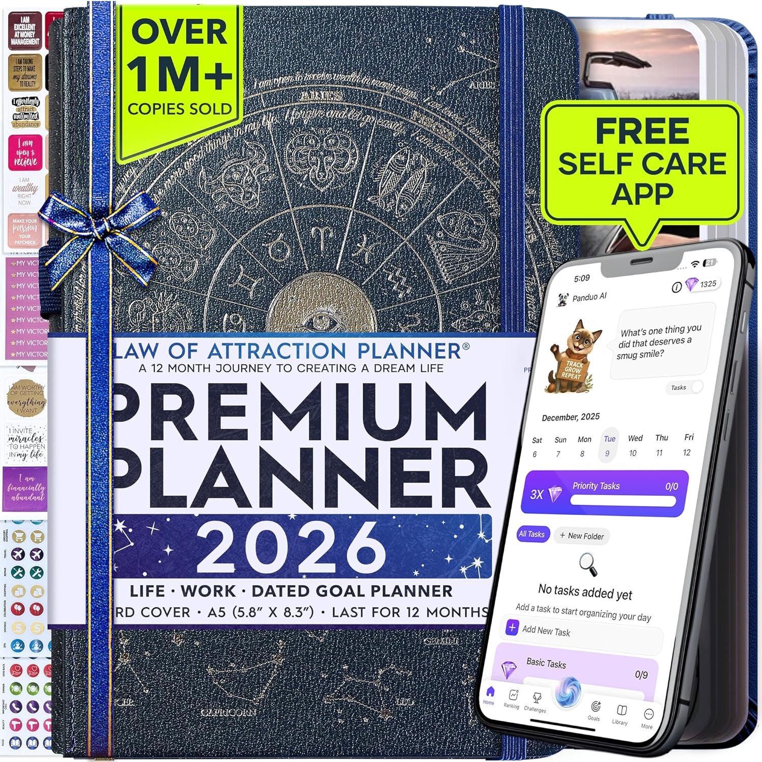 Law of Attraction Planner 2026 Deluxe with Productivity App | Weekly & Monthly Goal-Setting Planner, Life & Gratitude Journal | Include Foldable Vision Board, Gift Box & Stickers