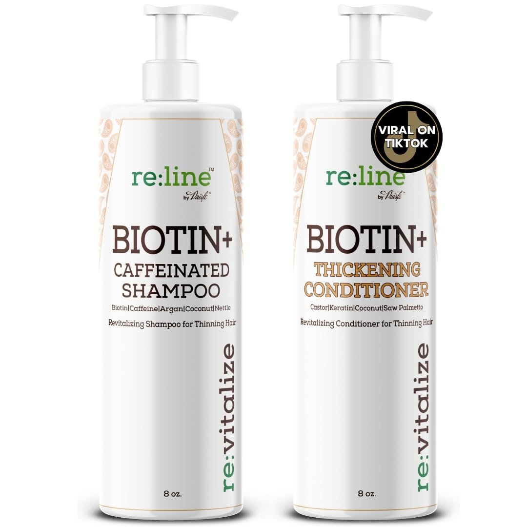 Biotin DHT Blocker Shampoo and Conditioner – Hair Growth Formula for Men and Women with Caffeine for Volume and Thickening Fine Hair