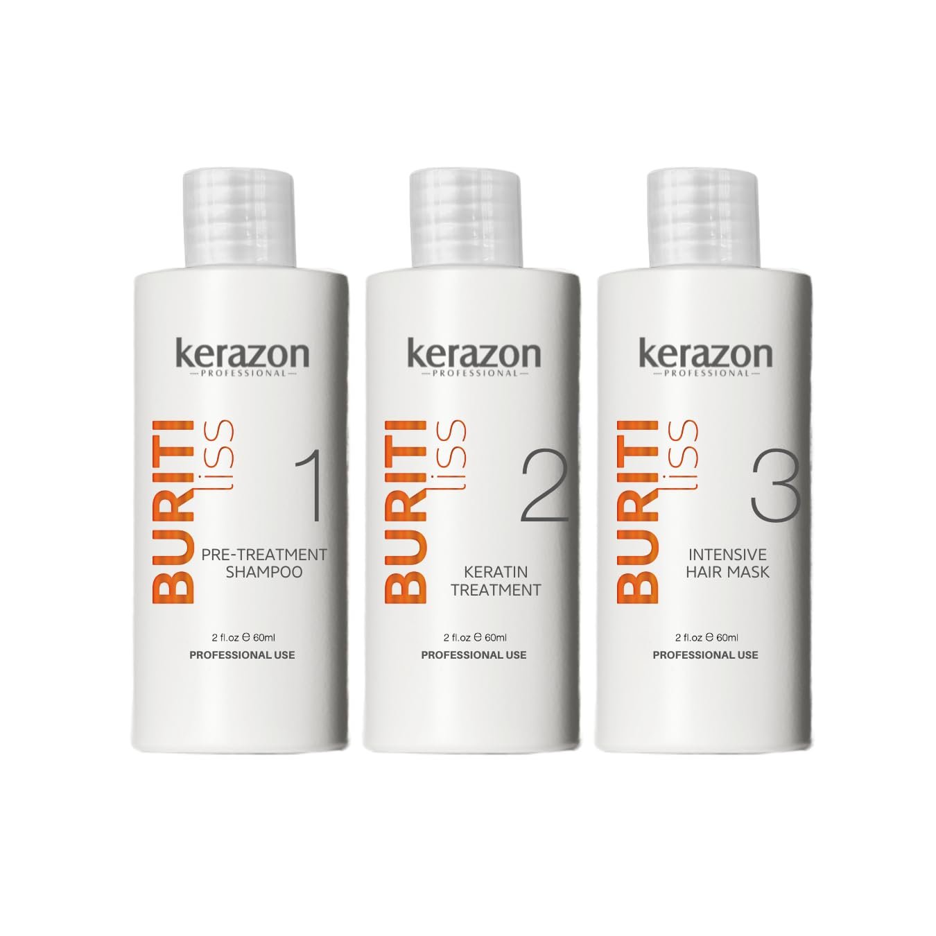 KERAZON Brazilian Keratin Treatment Buriti Liss Kit 2oz/60ml – At Home Keratin Treatment Smoothing and Straightening – Keratina para Alisar el Pelo – For All Hair Types