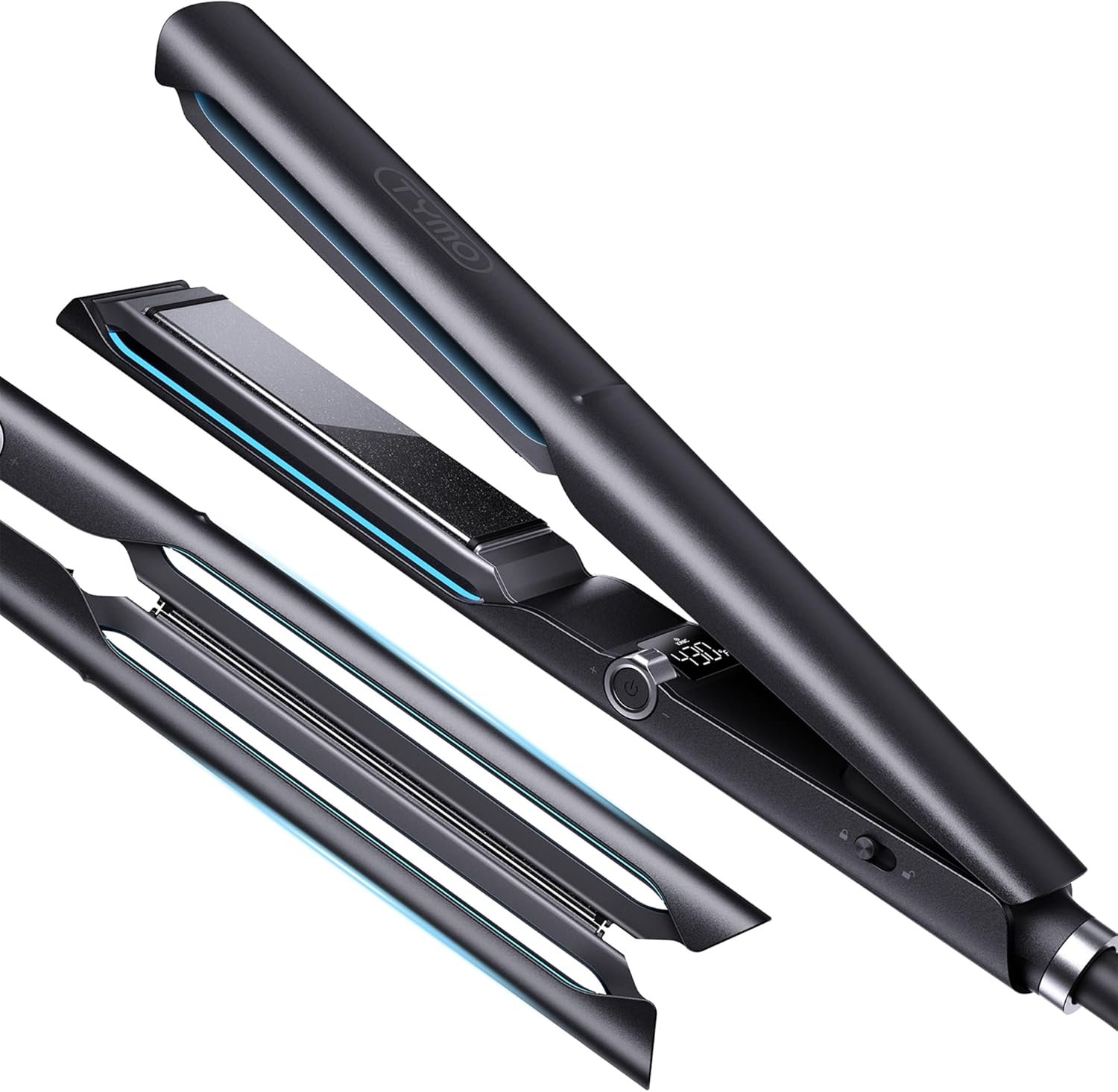 TYMO 2.0 Flat Iron Hair Straightener for Women – 1” Long Ceramic Professional 2 in 1 Straightener and Curler for Fast, Smooth Styling, Innovative Hollow Design to Boost Curls, 500M Ionic, Black